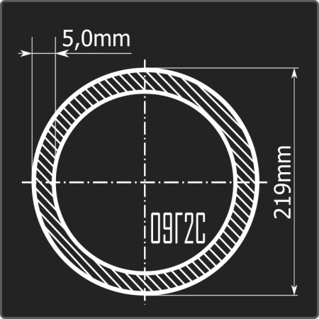 Труба электросварная 219*5,0 09Г2С Феррум 12м Стык ГОСТ 10705-80