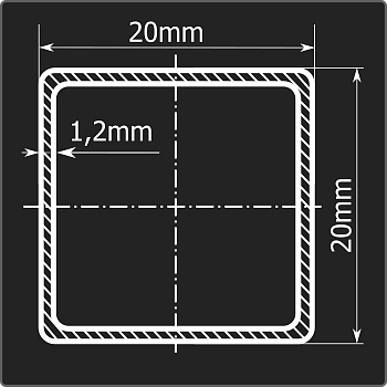 Труба проф. 20*20*1,2 ст.08пс Феррум 6м ГОСТ 13663-86