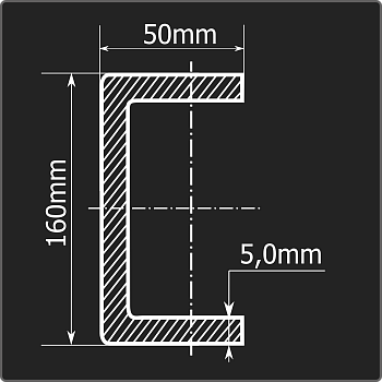 Швеллер холоднокатаный 160*50*5,0 ст.3пс Феррум 12м ГОСТ 8278-83