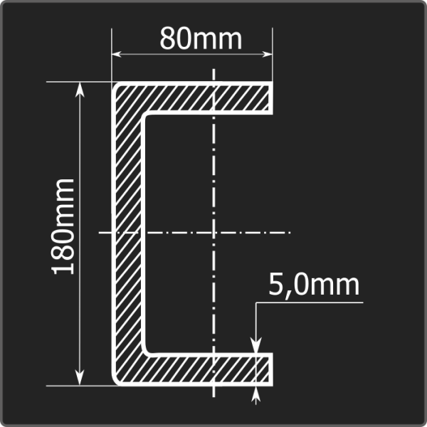 Швеллер холоднокатаный 180*80*5,0 ст.3пс Феррум 12м ГОСТ 8278-83
