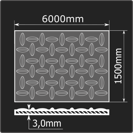 Лист рифленый 3,0*1500*6000 ст.3сп Феррум ГОСТ 8568-77 чечевица