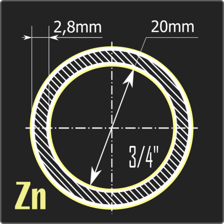 Труба ВГП оцинкованная 20*2,8 ст.3сп ГОСТ 3262-75 6м
