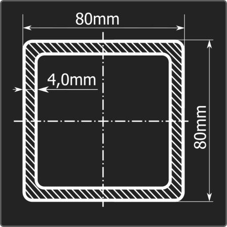 Труба проф. 80*80*4,0 ст.3сп Феррум 12м ГОСТ 13663-86 Стык
