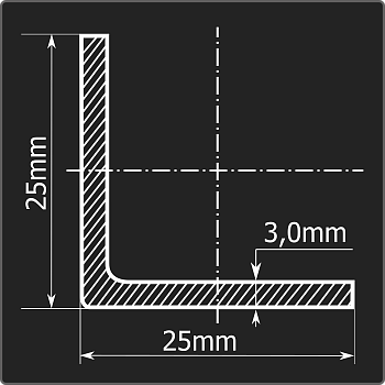 Угол холоднокатаный 25*25*3,0 ст.3пс Феррум 6м ГОСТ 19771-74