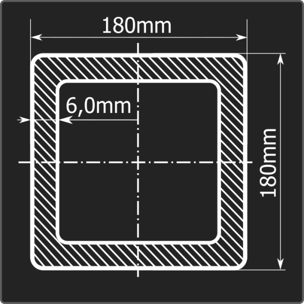 Труба проф. 180*180*6,0 ст.3сп Феррум 12м ГОСТ 30245-2003