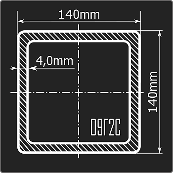Труба проф. 140*140*4,0 09Г2С Феррум 12м ГОСТ 13663-86