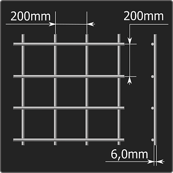 Сетка арматурная 200*200*6,0 (2,0*3,0) ГОСТ 23279-2012