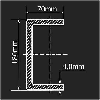 Швеллер холоднокатаный 180*70*4,0 ст.3пс Феррум 12м ГОСТ 8278-83