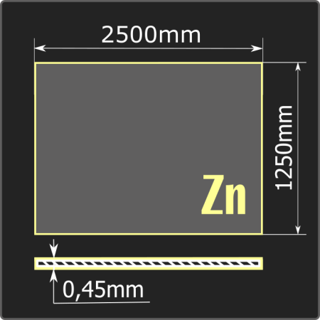 Лист оцинкованный 0,45*1250*2500 ст.08пс Феррум ГОСТ 14918-2020