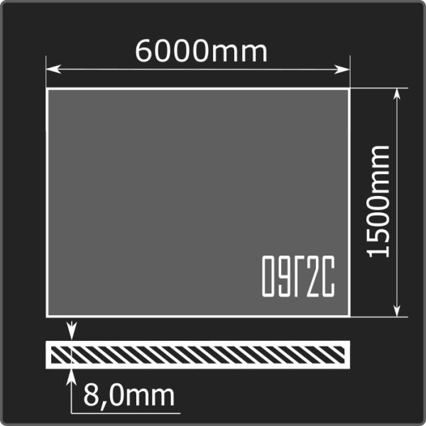 Лист горячекатаный 8,0*1500*6000 09Г2С ММК ГОСТ 19281-2014