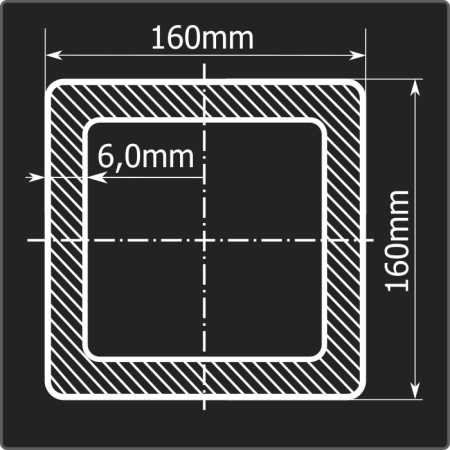 Труба проф. 160*160*6,0 ст.3сп Феррум 12м ГОСТ 30245-2003 Стык