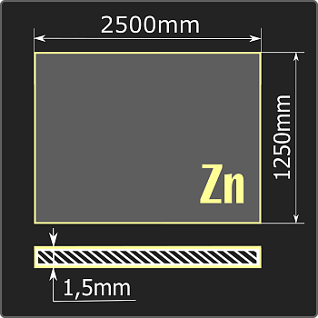 Лист оцинкованный 1,5*1250*2500 ст.08пс Кармет ГОСТ 14918-2020