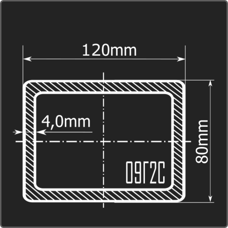 Труба проф. 120*80*4,0 09Г2С 12м ГОСТ 30245-2003
