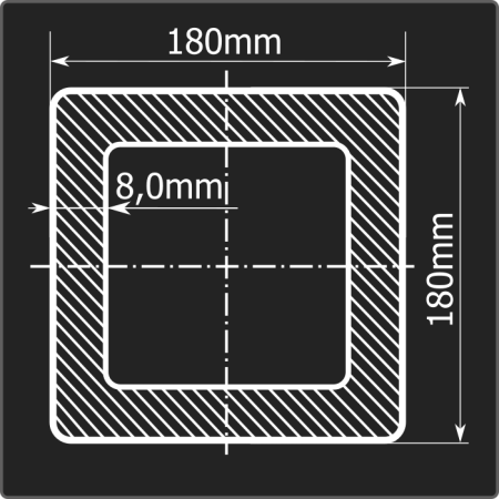 Труба проф. 180*180*8,0 ст.3сп Феррум 12м ГОСТ 13663-86