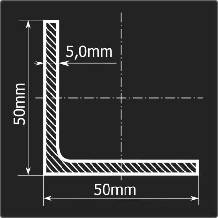 Угол 50*50*5,0 ст.3сп 6м ГОСТ 535-2005/ГОСТ 8509-93