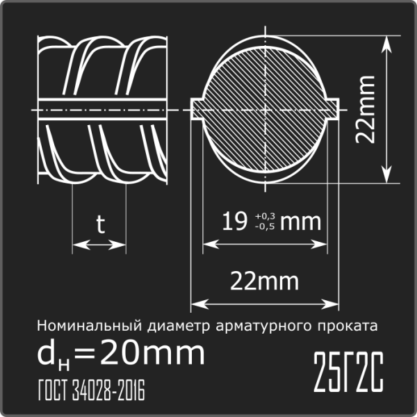 Арматура 20,0 25Г2С ГОСТ 34028-2016 12м