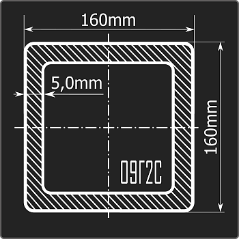 Труба проф. 160*160*5,0 09Г2С Феррум 12м ГОСТ 13663-86