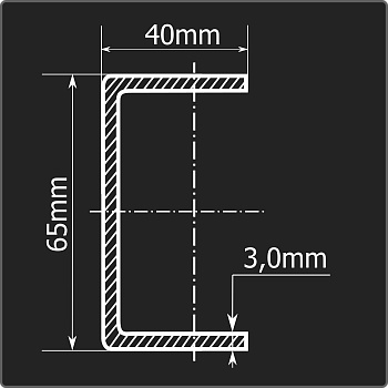 Швеллер холоднокатаный 65*40*3,0 ст.3пс Феррум 6м ГОСТ 8278-83