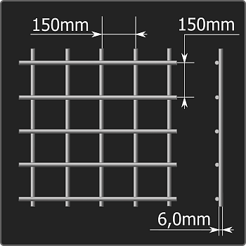 Сетка арматурная 150*150*6,0 (2,0*3,0) ГОСТ 23279-2012