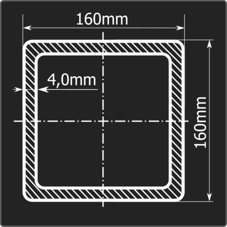Труба проф. 160*160*4,0 ст.3сп Феррум 12м ГОСТ 30245-2003 Стык