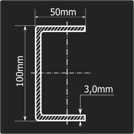 Швеллер холоднокатаный 100*50*3,0 ст.3пс Феррум 12м ГОСТ 8278-83