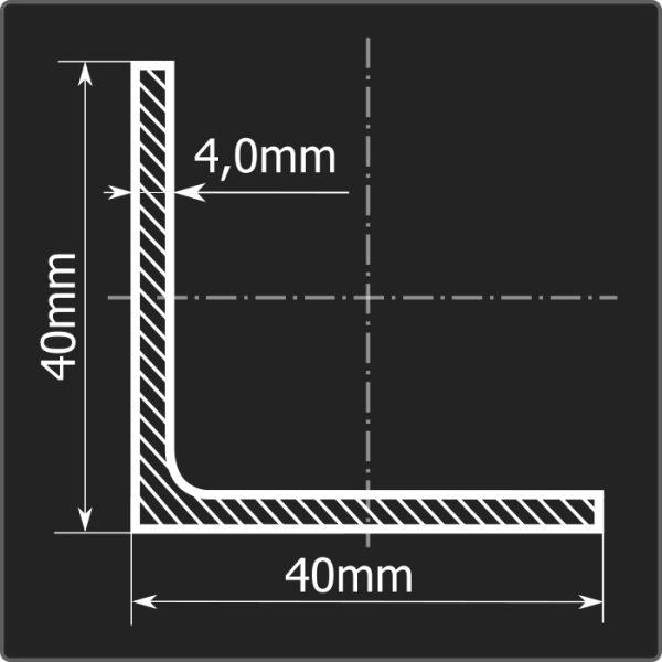 Угол 40*40*4,0 ст.3сп 12м ГОСТ 535-2005/ГОСТ 8509-93