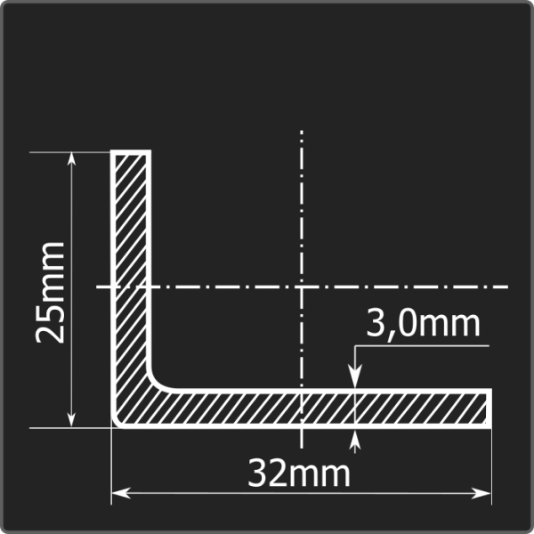 Угол холоднокатаный 32*25*3,0 ст.3пс Феррум 6м ГОСТ 19771-74
