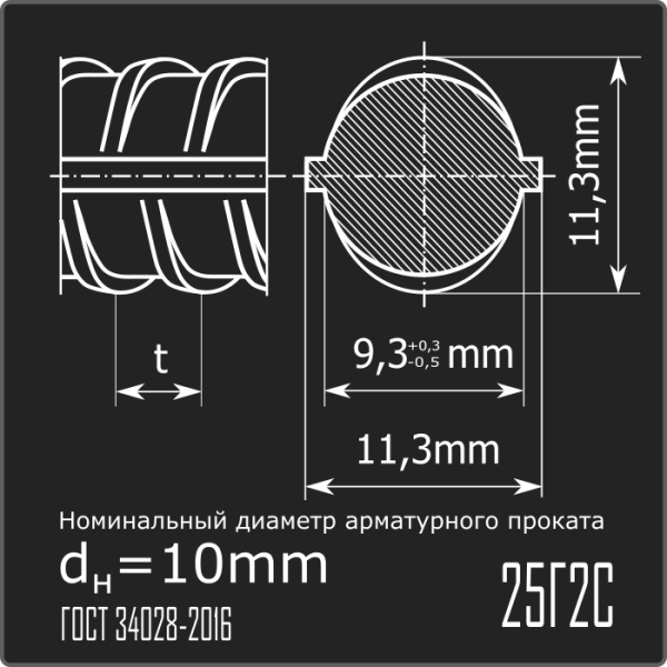 Арматура 10,0 25Г2С ГОСТ 34028-2016 12м