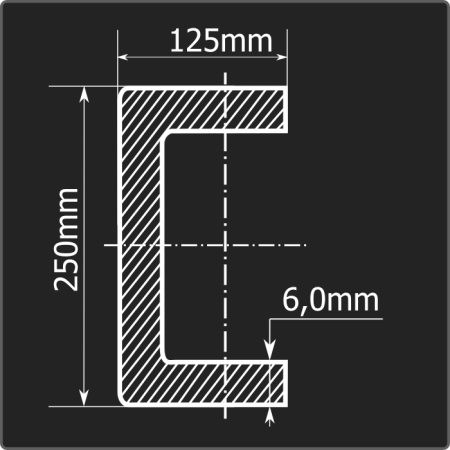 Швеллер холоднокатаный 250*125*6,0 ст.3пс Феррум 6м ГОСТ 8278-83